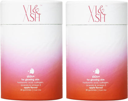 Vi & Ash Skin+ Collagen Gummies | With Vitamin C, Hyaluronic Acid | For Bright & Glowing Skin
