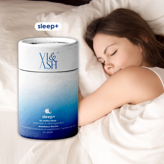 Vi & Ash Sleep+ Melatonin Gummies for Better Sleep | Orange Flavored | 100% Vegan