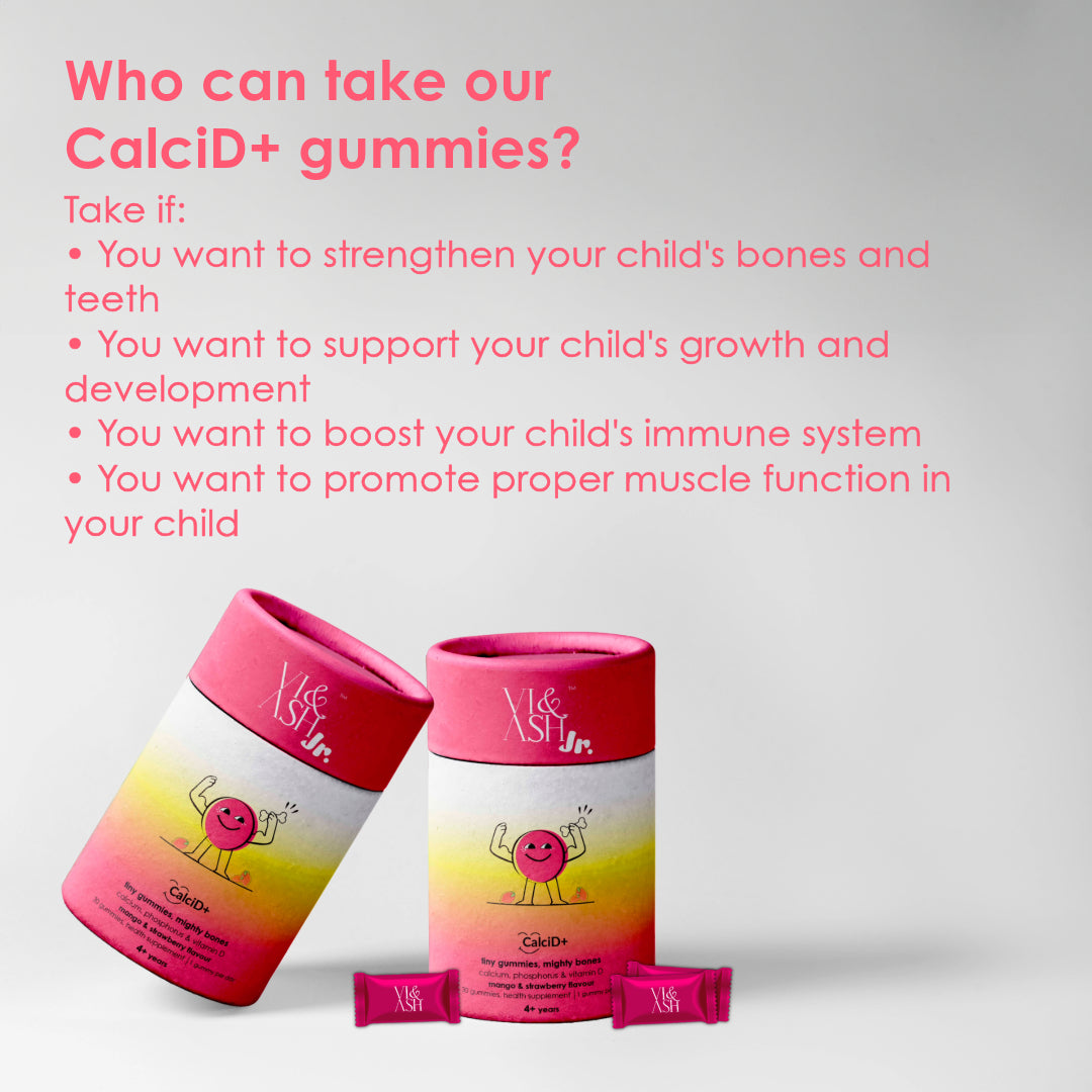 VI & ASH CalciD+ - Gummies for children | Strengthens Bones and Teeth | Supports Growth and Development | Enhances Immune Function | Aids in Muscle Function | Tasty and Fun