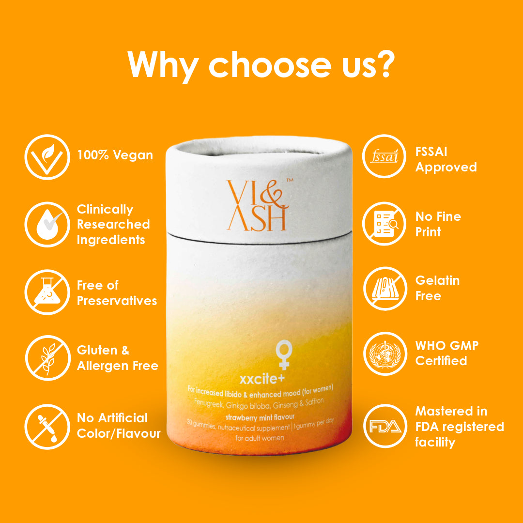 VI & ASH XXCITE+ - IGNITE YOUR PASSION | Boosts Libido Naturally | Enhances Mood and Energy | Supports Hormonal Balance | Promotes Relaxation | Improves Blood Circulation